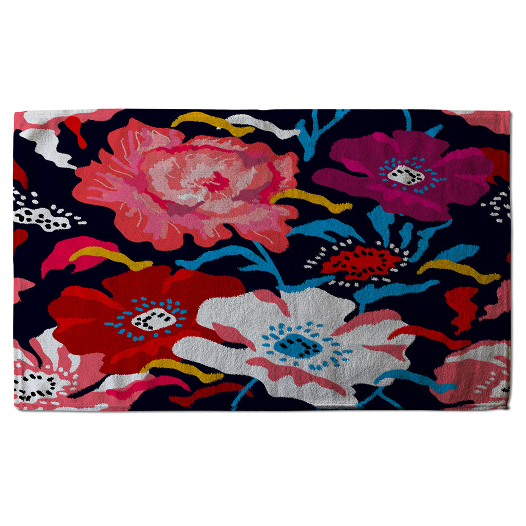 New Product Bright Flowers on Dark Background (Kitchen Towel)  - Andrew Lee Home and Living