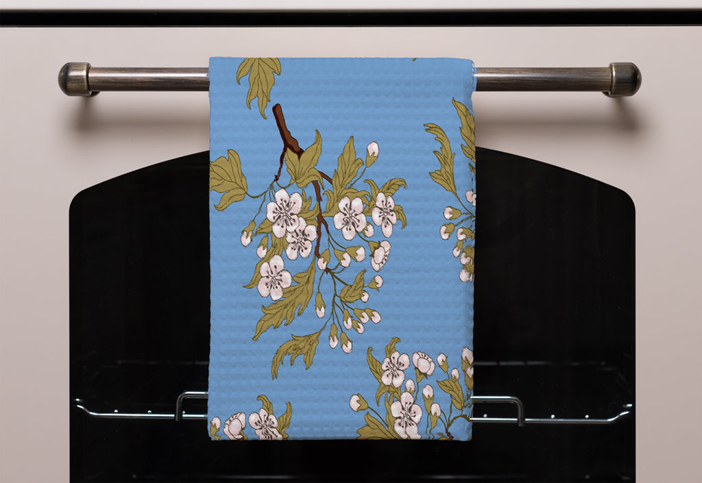New Product Orchid Branches on Blue (Kitchen Towel)  - Andrew Lee Home and Living