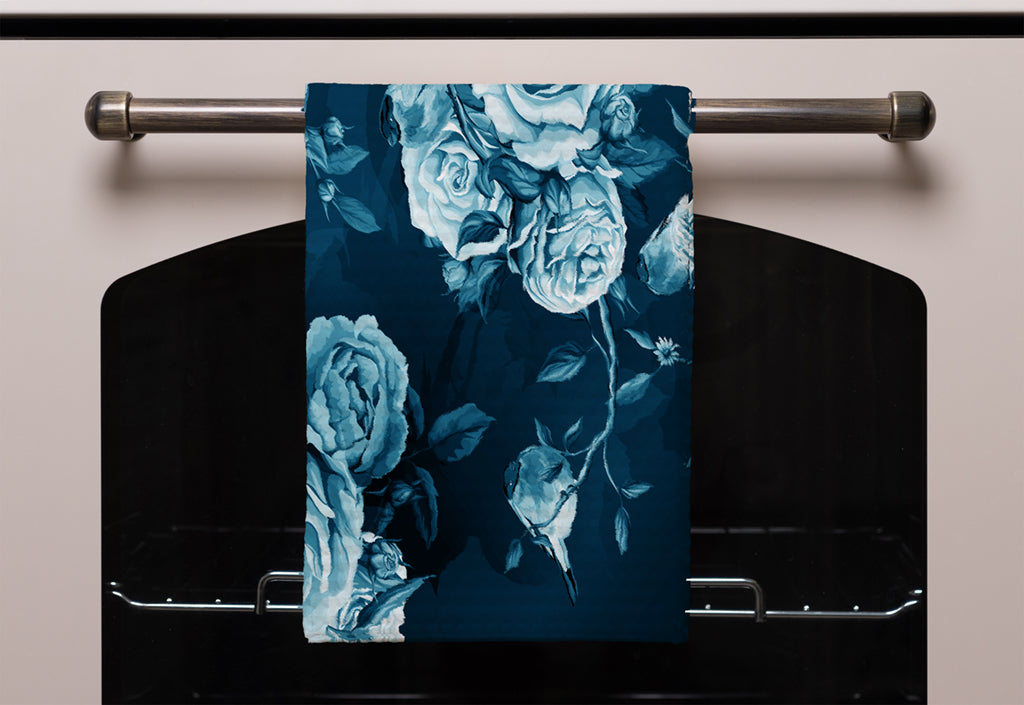 New Product Winter Blue Roses (Kitchen Towel)  - Andrew Lee Home and Living