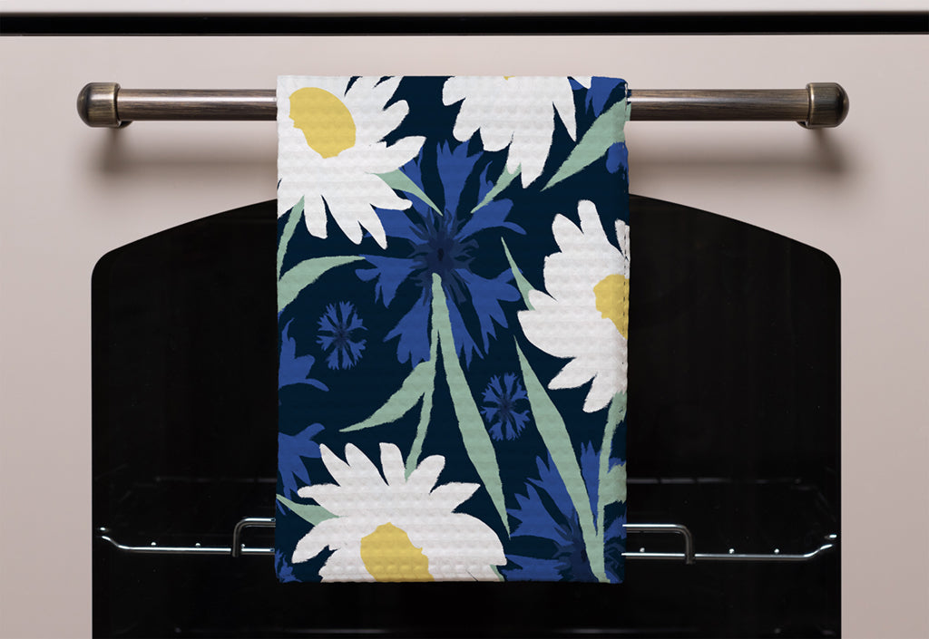 New Product Daisies on Navy (Kitchen Towel)  - Andrew Lee Home and Living