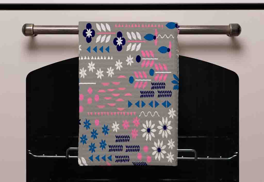 New Product Selection of Flowers in Pink, Blue & White (Kitchen Towel)  - Andrew Lee Home and Living