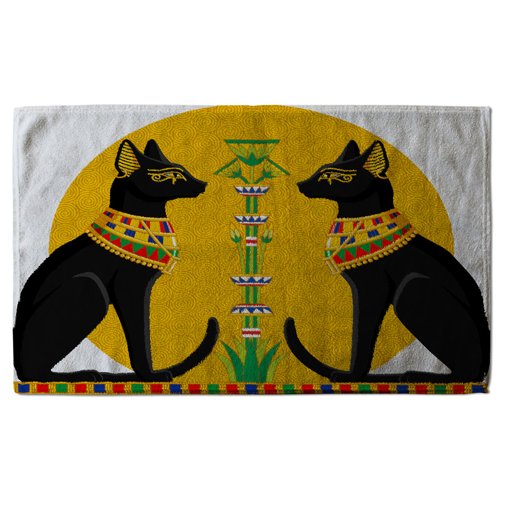 New Product Illustration of Black Egyptian Cats with Papyrus (Kitchen Towel)  - Andrew Lee Home and Living