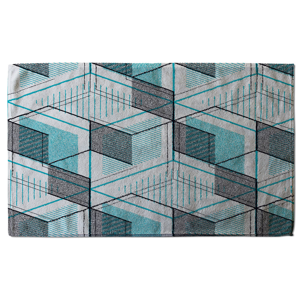 New Product Blue Geometric Hexagons (Kitchen Towel)  - Andrew Lee Home and Living