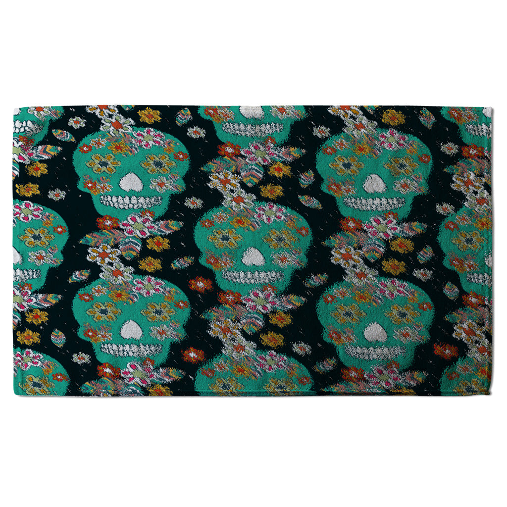 New Product Embroidery colorful simplified ethnic flowers and skull pattern (Kitchen Towel)  - Andrew Lee Home and Living