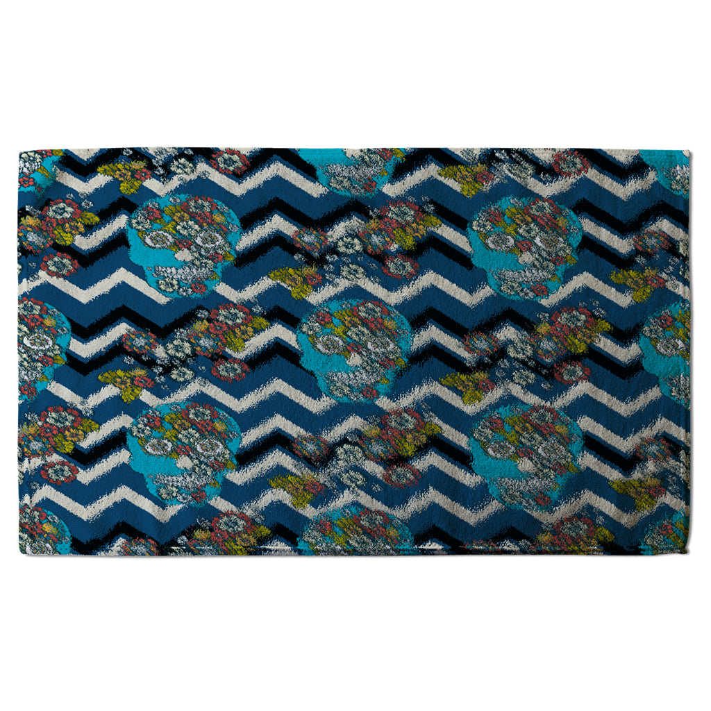 New Product Embroidery colorful simplified ethnic skull Blue pattern (Kitchen Towel)  - Andrew Lee Home and Living