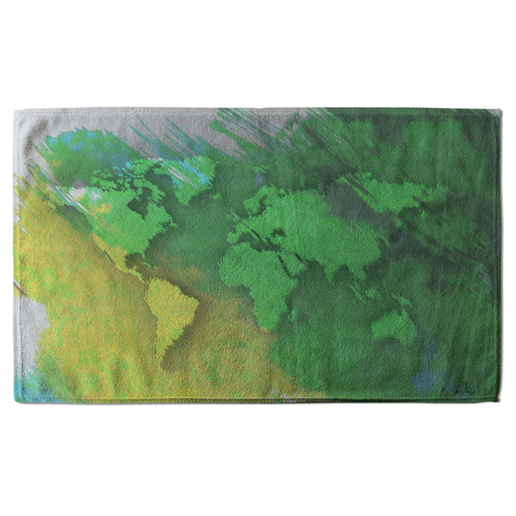 New Product World map yellow and green (Kitchen Towel)  - Andrew Lee Home and Living