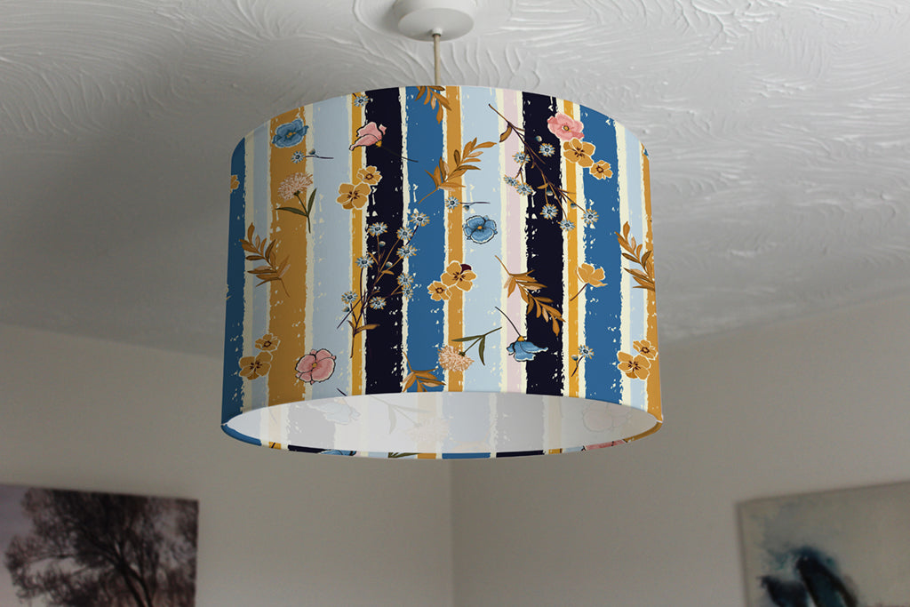 New Product Beautiful meadow flowers on candy colorful brush stripes (Ceiling & Lamp Shade)  - Andrew Lee Home and Living