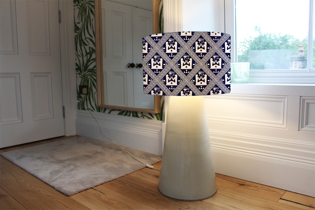 New Product Egyptian Hieroglyphs in Navy (Ceiling & Lamp Shade)  - Andrew Lee Home and Living