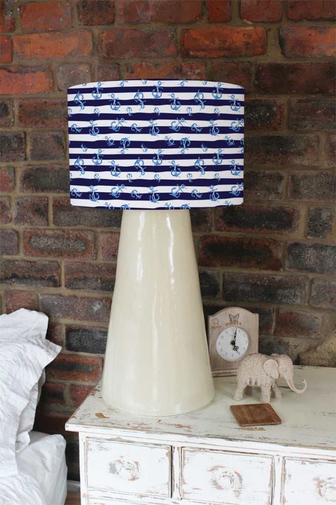 New Product Blue Anchors on Navy Striped Background (Ceiling & Lamp Shade)  - Andrew Lee Home and Living