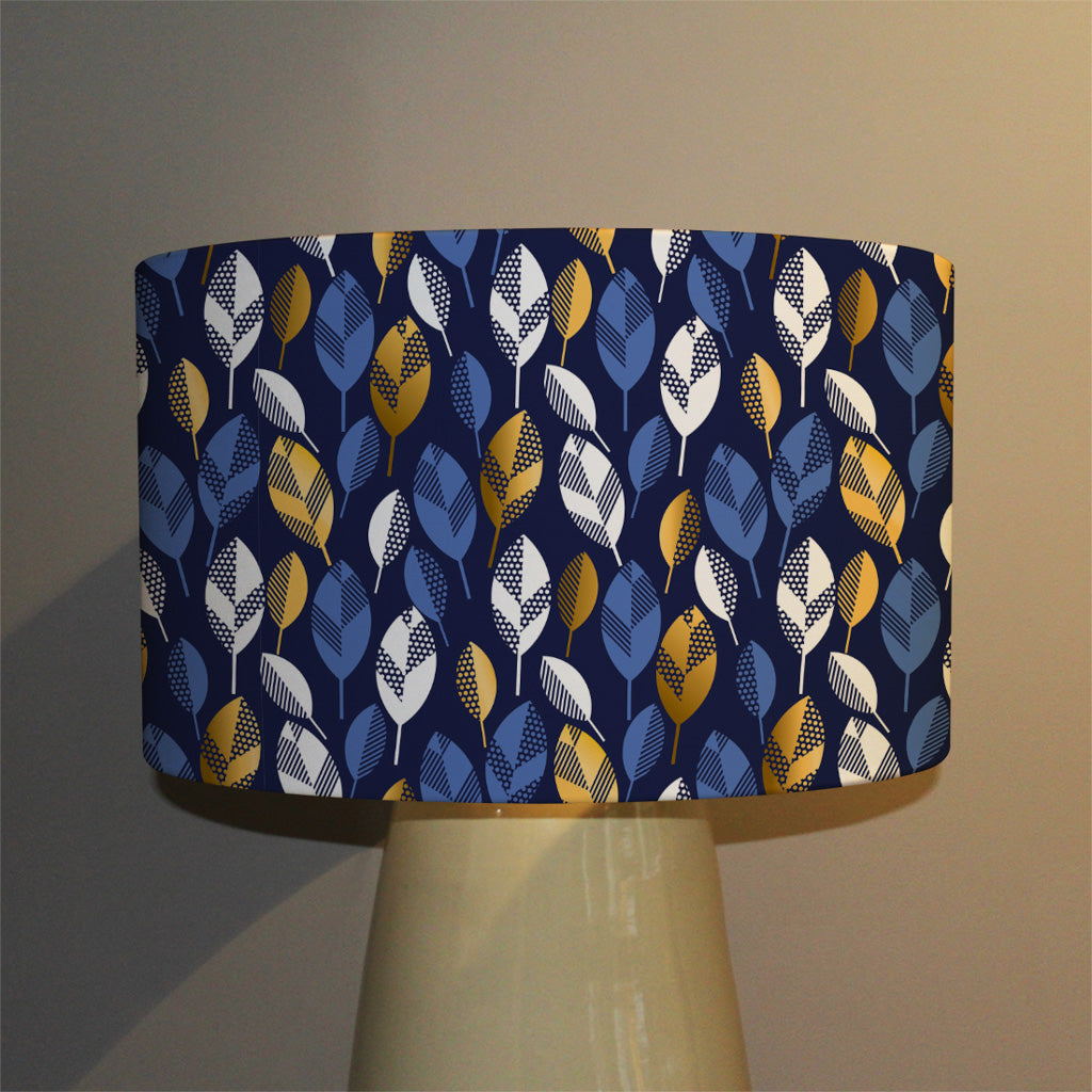 New Product White, Blue & Gold Leaves on Navy Background (Ceiling & Lamp Shade)  - Andrew Lee Home and Living