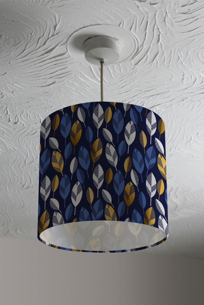 New Product White, Blue & Gold Leaves on Navy Background (Ceiling & Lamp Shade)  - Andrew Lee Home and Living