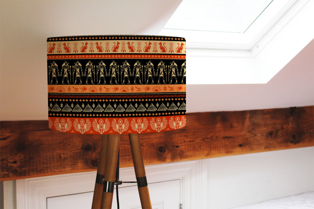 New Product Egyptian Heiroglyphs in Orange & Black (Ceiling & Lamp Shade)  - Andrew Lee Home and Living