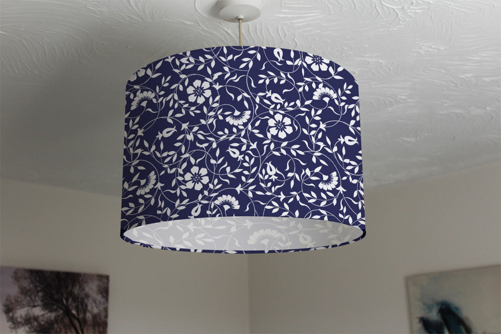 New Product White Flowers on Navy (Ceiling & Lamp Shade)  - Andrew Lee Home and Living