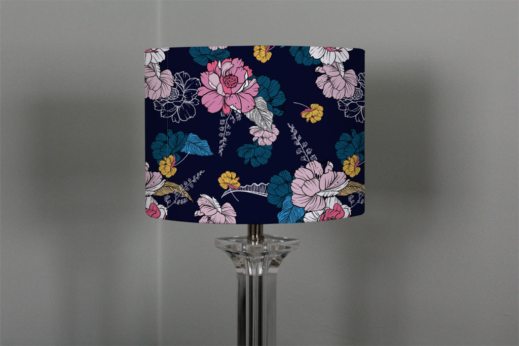 New Product Pink Flowers on Navy (Ceiling & Lamp Shade)  - Andrew Lee Home and Living