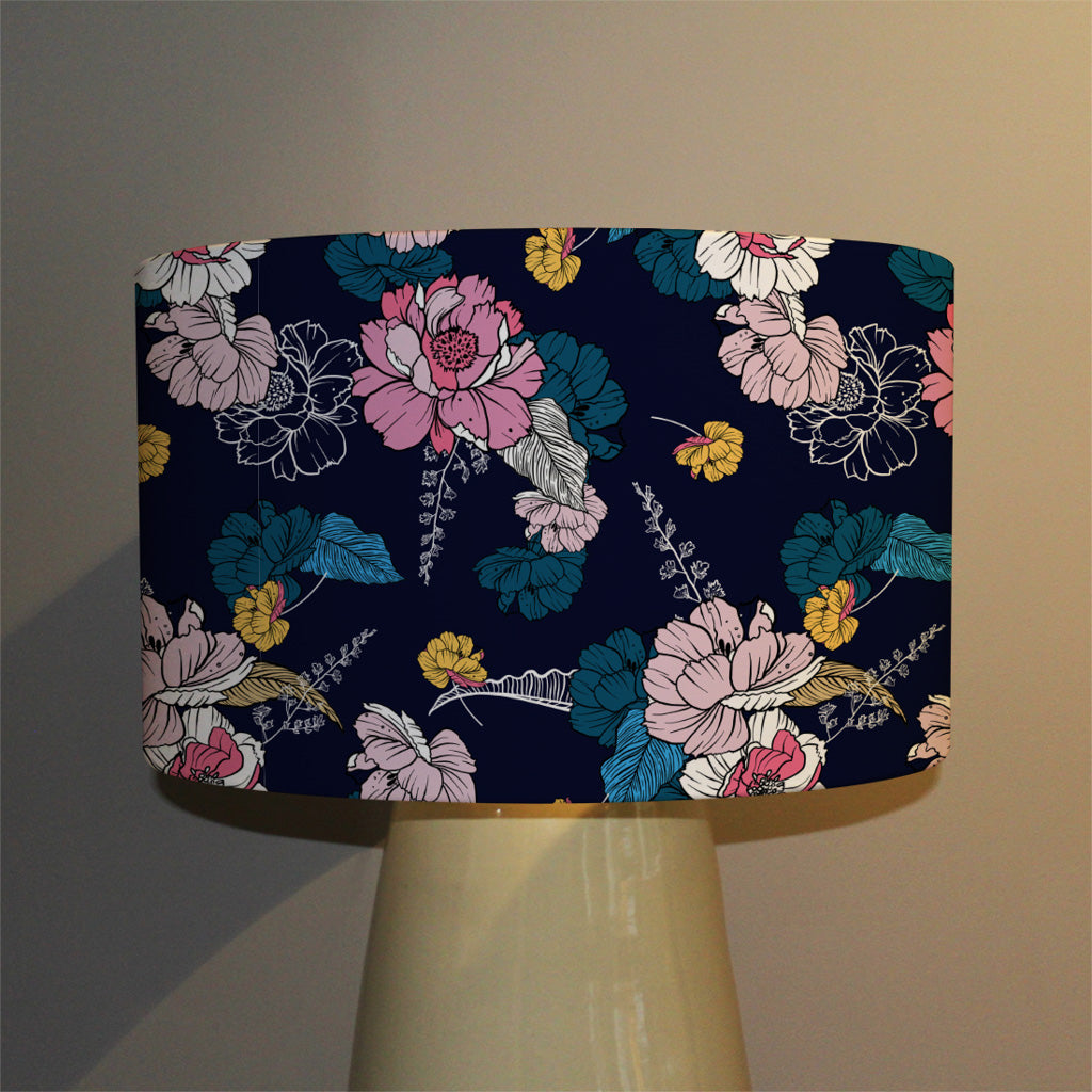 New Product Pink Flowers on Navy (Ceiling & Lamp Shade)  - Andrew Lee Home and Living