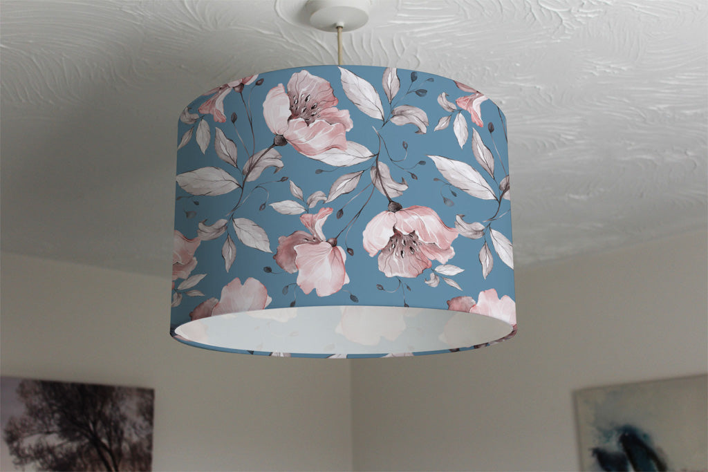 New Product Pink Flowers on Blue (Ceiling & Lamp Shade)  - Andrew Lee Home and Living