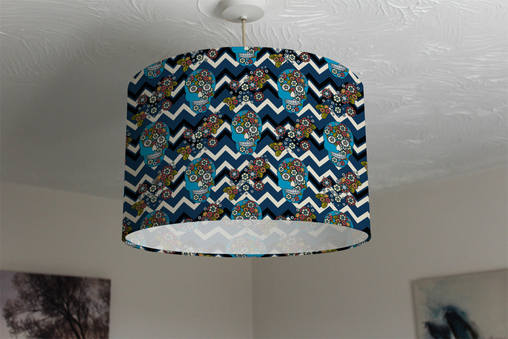 New Product Embroidery colorful simplified ethnic skull Blue pattern (Ceiling & Lamp Shade)  - Andrew Lee Home and Living