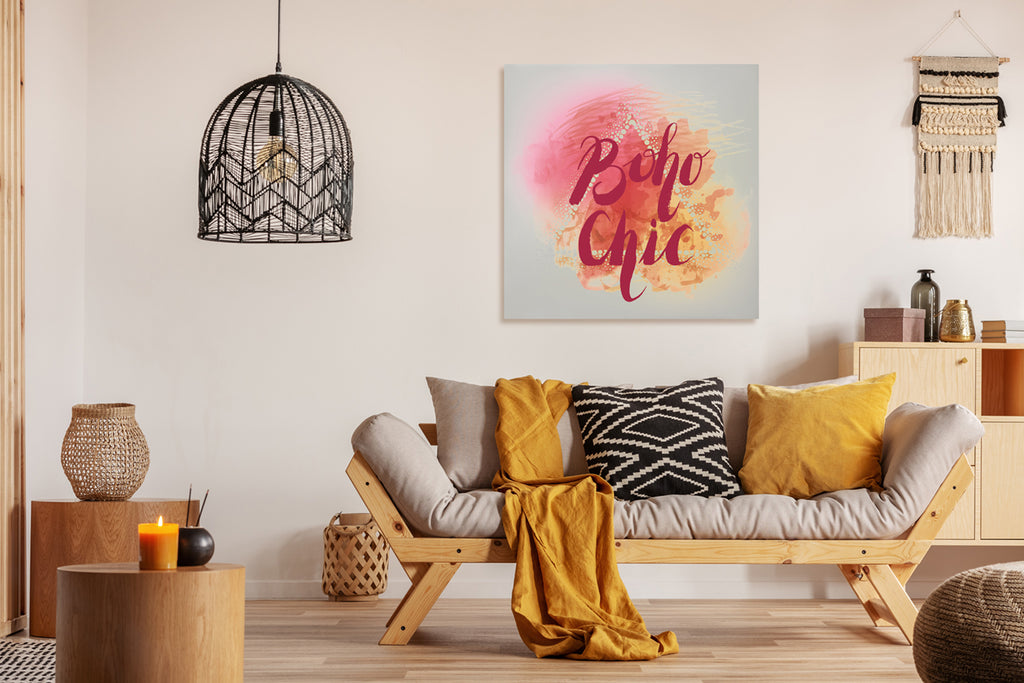 New Product Boho Chic lettering on beautiful watercolor background (Mirror Art Print)  - Andrew Lee Home and Living