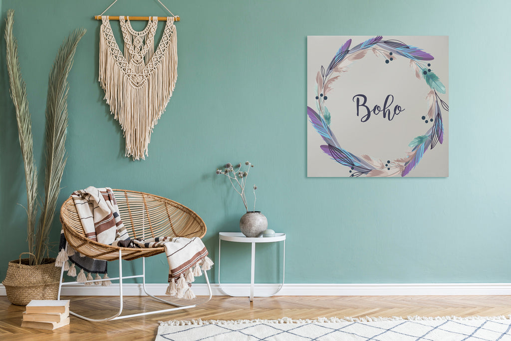 New Product Boho style wreath feathers (Mirror Art Print)  - Andrew Lee Home and Living