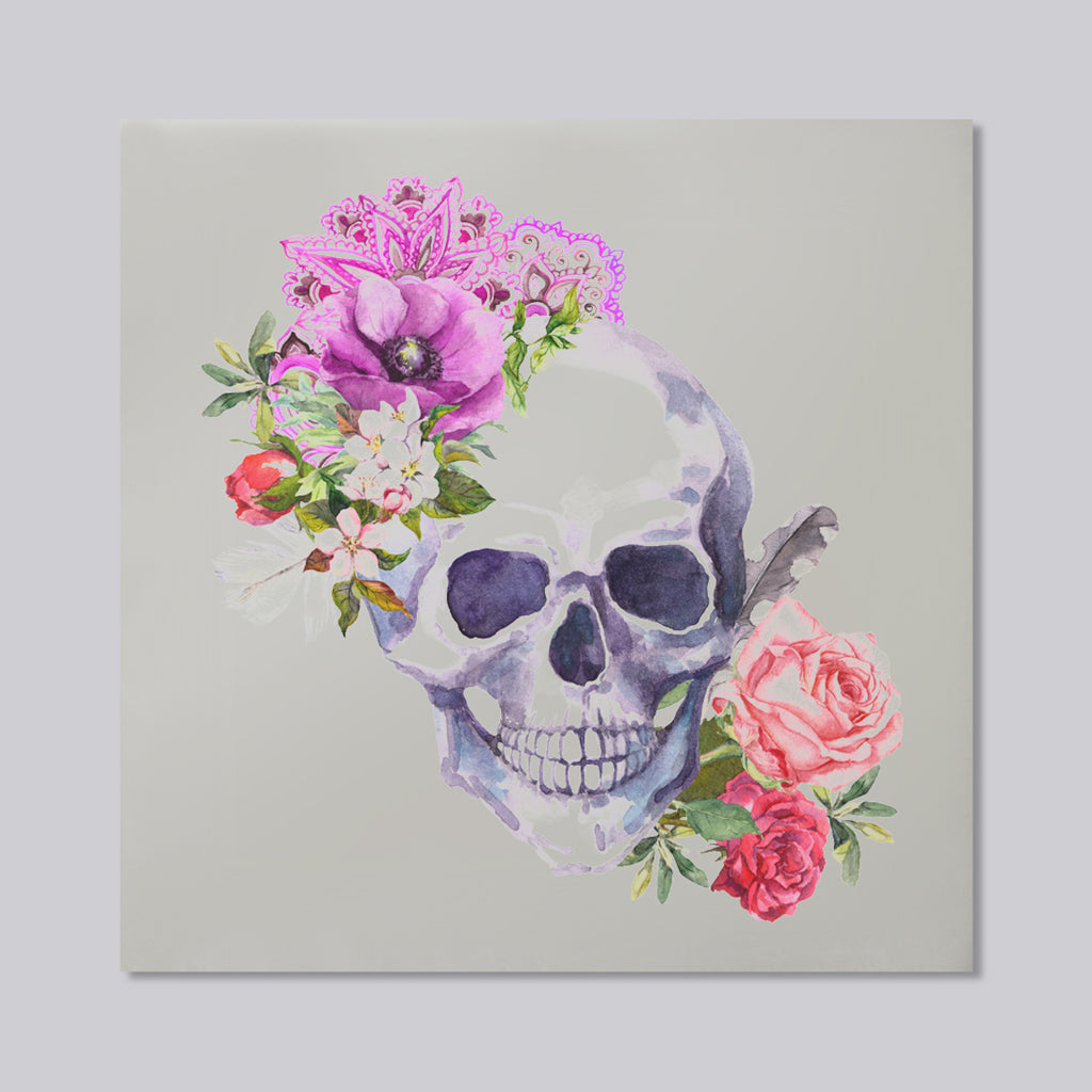 New Product Human skull with flowers (Mirror Art Print)  - Andrew Lee Home and Living