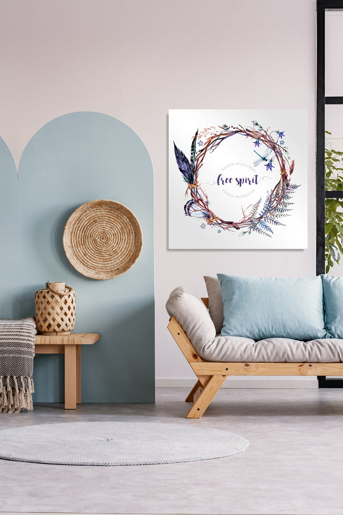 New Product Watercolor Boho wreath (Mirror Art Print)  - Andrew Lee Home and Living