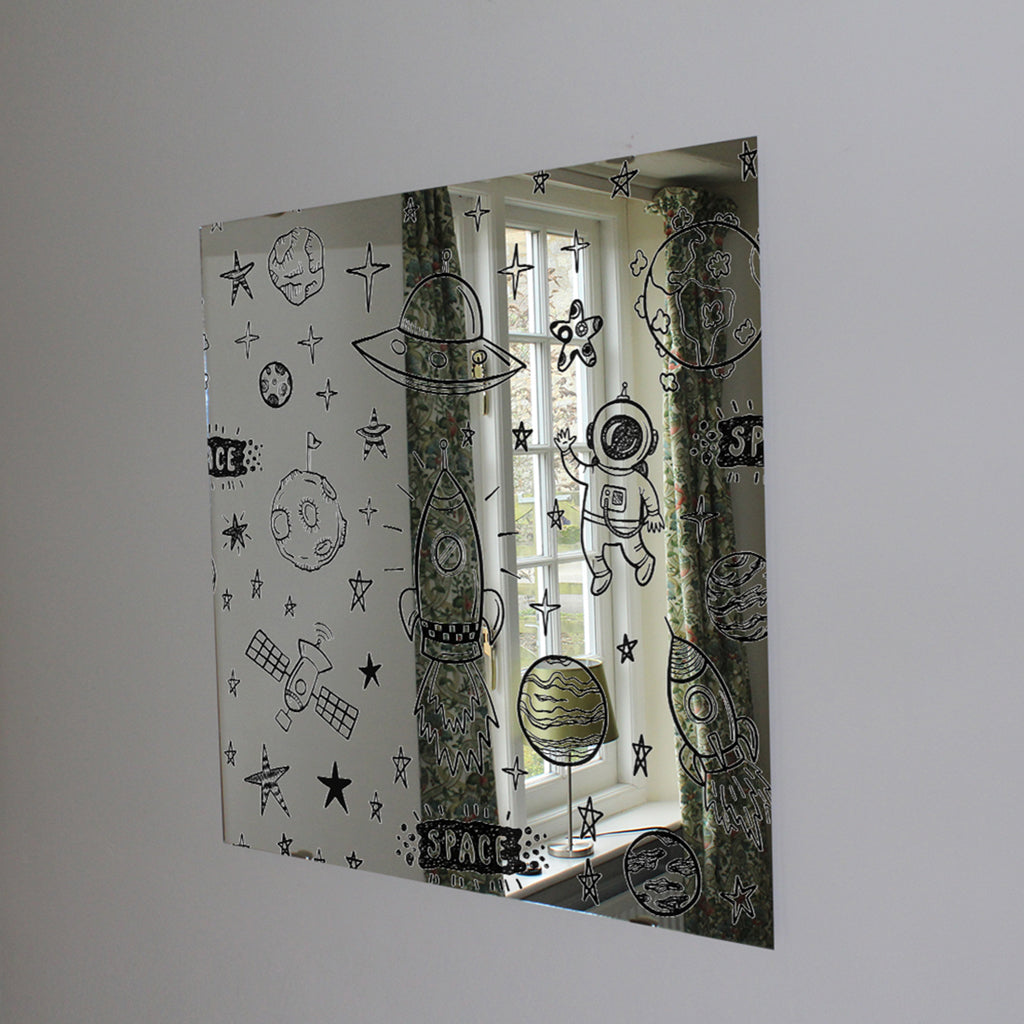 New Product Doodle space Designer Mirror Art Print  - Andrew Lee Home and Living