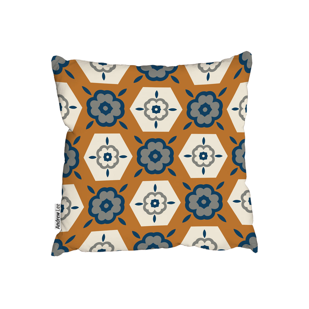 New Product Rust orange background with gray, navy blue and beige (Cushion)  - Andrew Lee Home and Living
