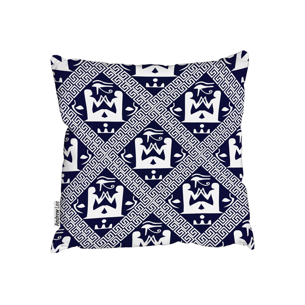 New Product Egyptian Hieroglyphs in Navy (Cushion)  - Andrew Lee Home and Living