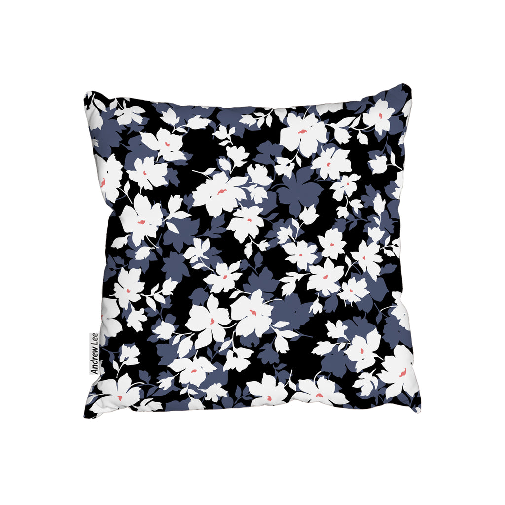 New Product White, Black & Purple Flowers (Cushion)  - Andrew Lee Home and Living