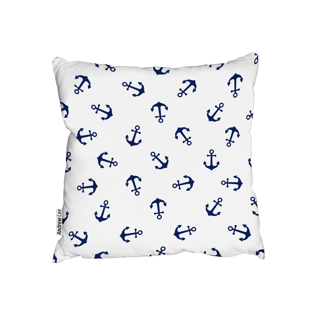 New Product Navy Anchors on White (Cushion)  - Andrew Lee Home and Living