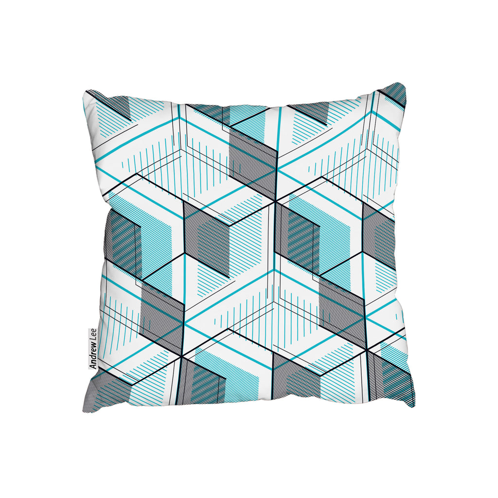 New Product Blue Geometric Hexagons (Cushion)  - Andrew Lee Home and Living