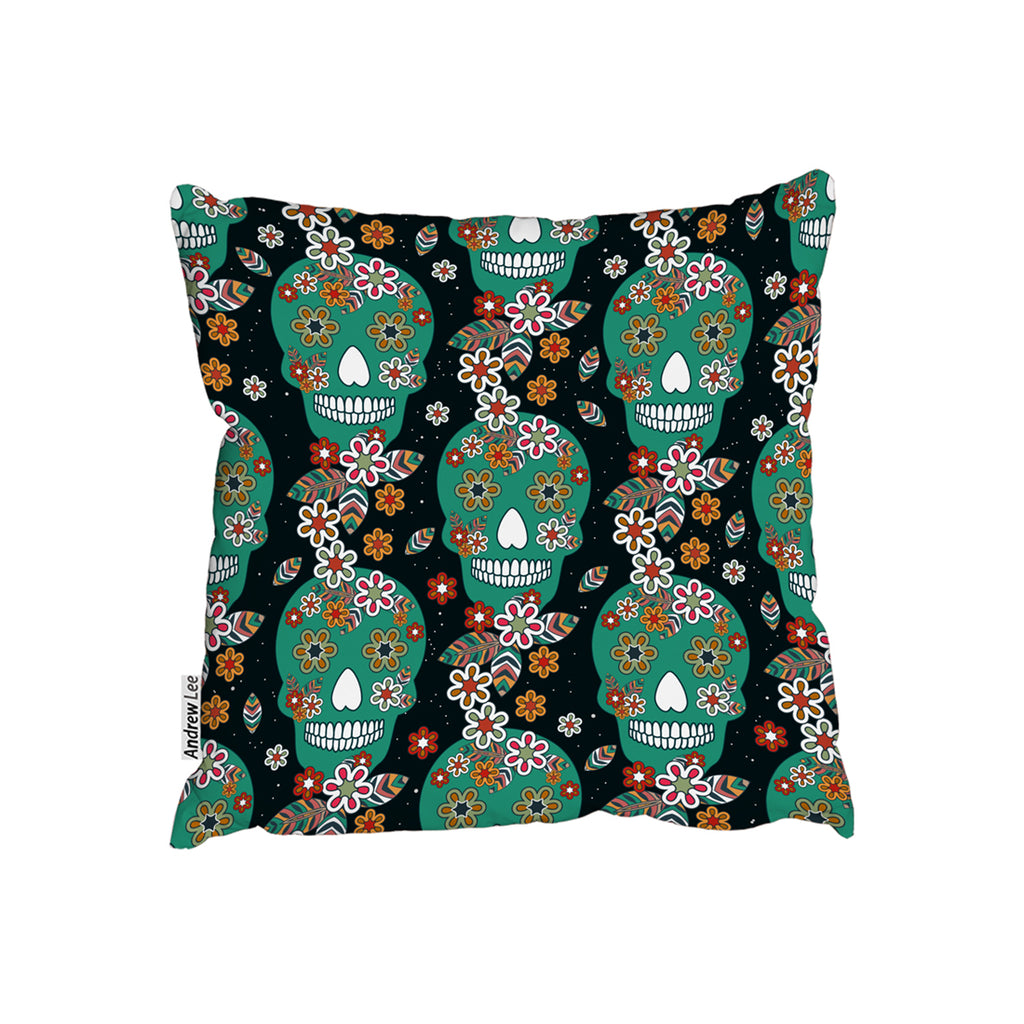 New Product Embroidery colorful simplified ethnic flowers and skull pattern (Cushion)  - Andrew Lee Home and Living
