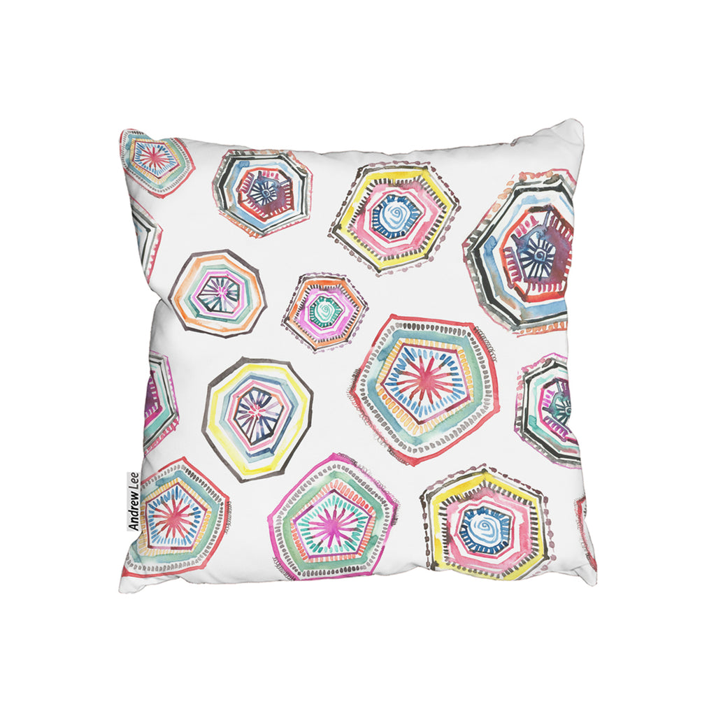 New Product Hand painted multicolor watercolor  geometrical pattern (Cushion)  - Andrew Lee Home and Living