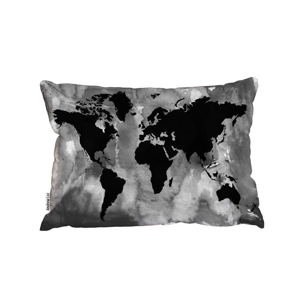 New Product MF Black and white world map (Cushion)  - Andrew Lee Home and Living