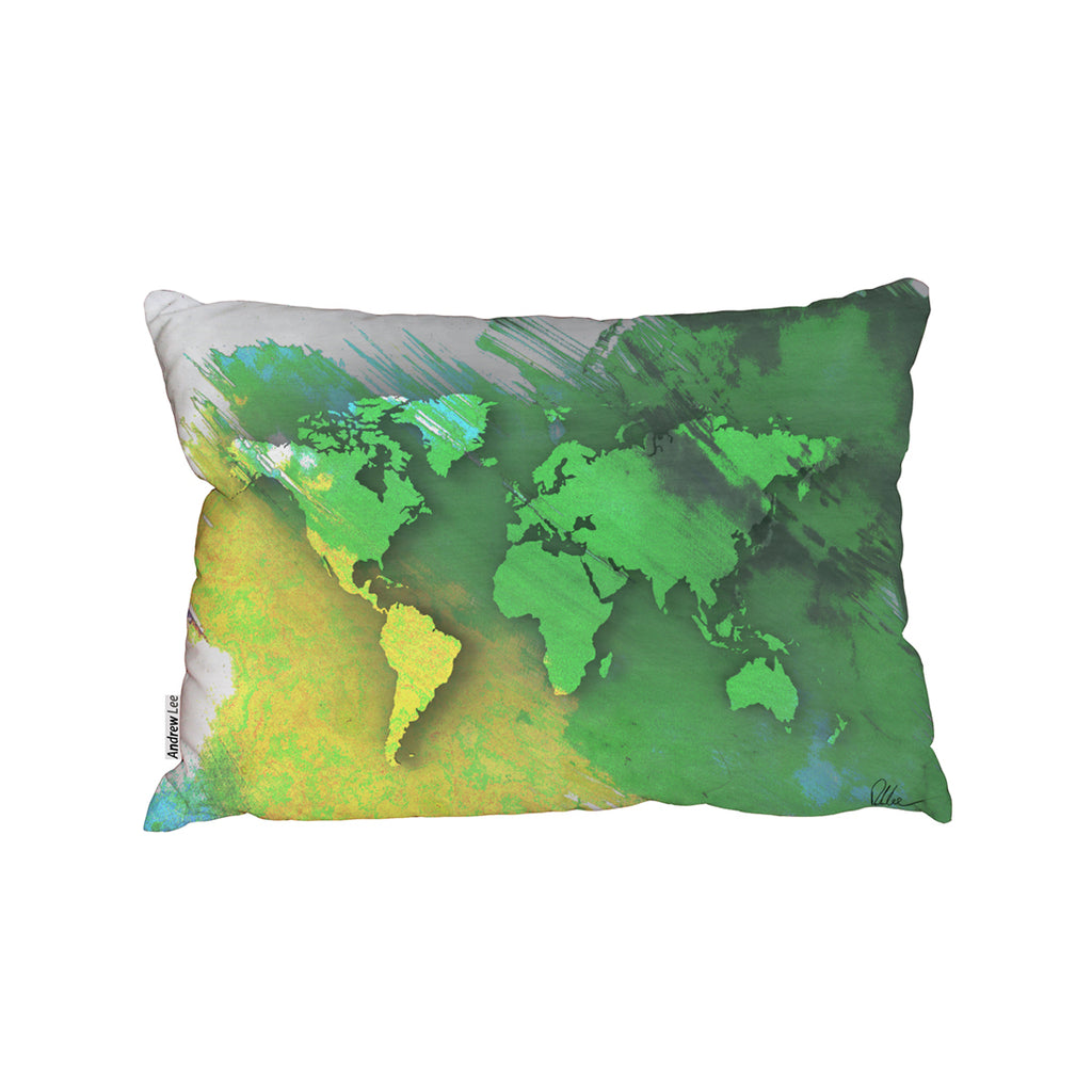 New Product MF World map yellow and green (Cushion)  - Andrew Lee Home and Living